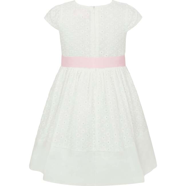 Grace Embroidered Cotton Flower Girls Dress, White & Pink - Dresses - 4