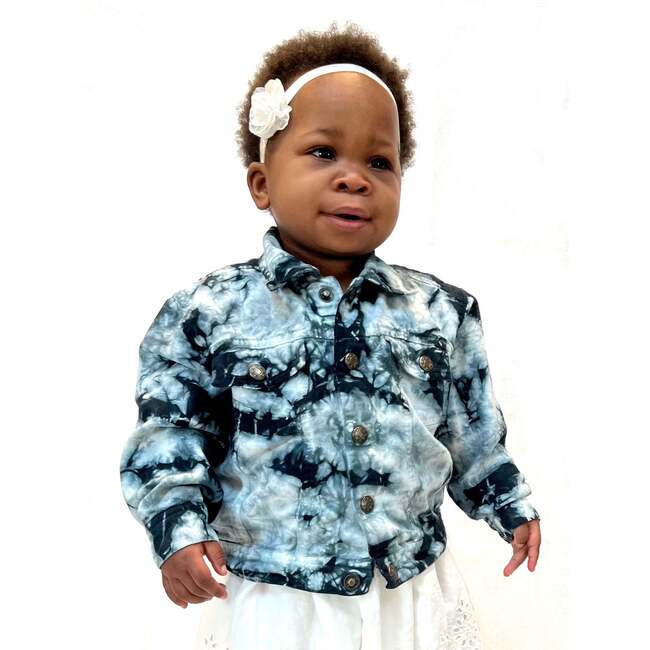 Tie Dye Kids Jacket, Black/Blue - Jackets - 4