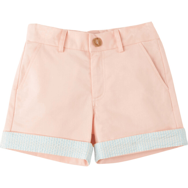 Wyatt Contrast Cuff Buttoned Shorts, Pink Sand
