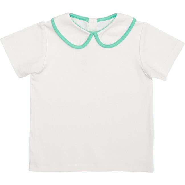 Teddy Peter Pan Shirt, Rooftop White with Golden Isles Green