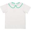 Teddy Peter Pan Shirt, Rooftop White with Golden Isles Green - Shirts - 1 - thumbnail