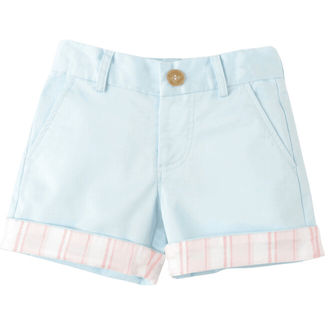 Wyatt Contrast Cuff Buttoned Shorts, Terrace Turquoise
