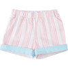 Wilkes Contrast Cuff Elasticated Shorts, Pink Sand Stripe - Shorts - 1 - thumbnail