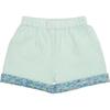 Wilkes Contrast Cuff Elasticated Seersucker Shorts, Mid Ocean Mint - Shorts - 1 - thumbnail