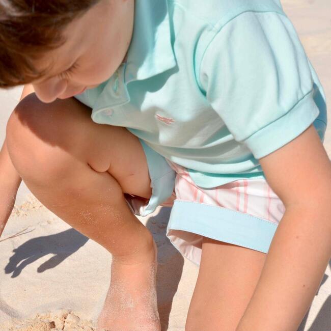 Wilkes Contrast Cuff Elasticated Shorts, Pink Sand Stripe - Shorts - 2