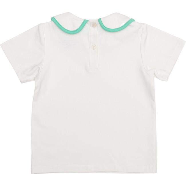 Teddy Peter Pan Shirt, Rooftop White with Golden Isles Green - Shirts - 3