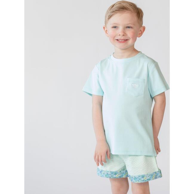 Tucker Crew Neck Pocket Tee With Logo, Bermuda Blue - Tees - 3