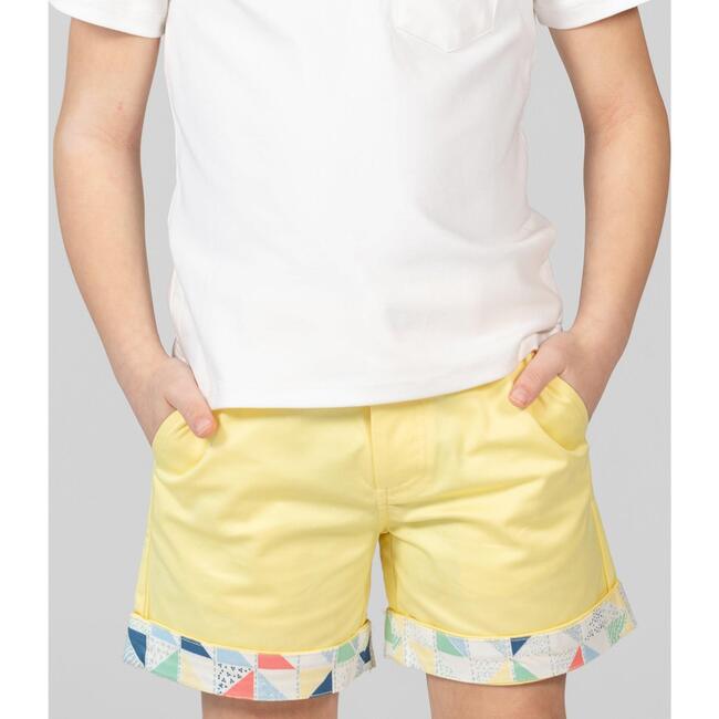 Wyatt Contrast Cuff Buttoned Shorts, Loquat Yellow - Shorts - 4