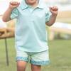Wilkes Contrast Cuff Elasticated Seersucker Shorts, Mid Ocean Mint - Shorts - 6
