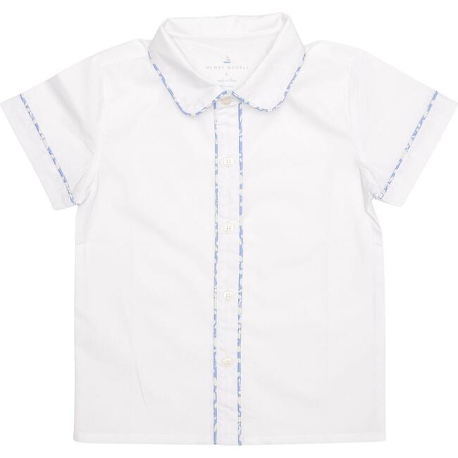 Brendan Cotton Tail Trim Button-Up Shirt, Cambridge White