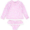 Sandy Toes Long Sleeve Ruffle Set, Pink And Multicolors - Two Pieces - 1 - thumbnail