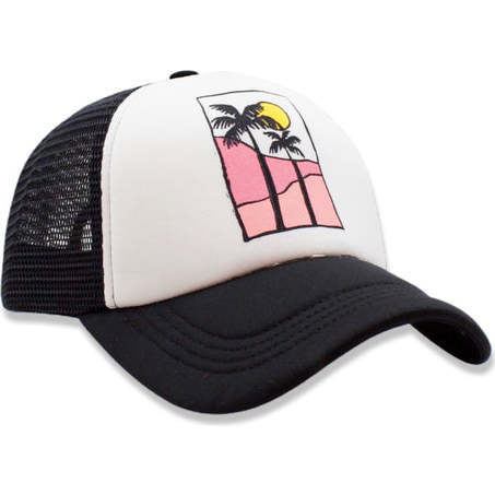Palm Sunset Trucker Hat, Black  And Multicolors