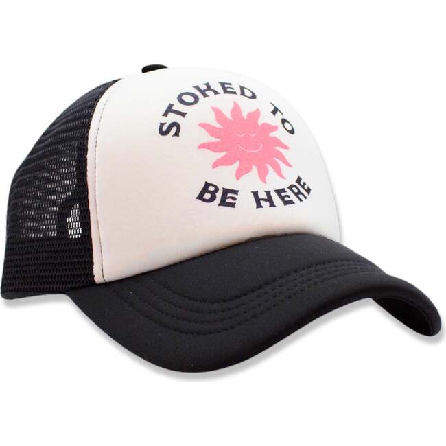 Stoked To Be Here Trucker Hat, Black And White