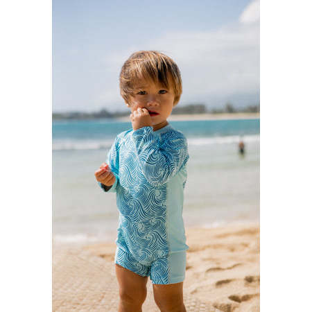 Shorebreak Long Sleeve Surf Suit, Blue And Green - Rash Guards - 2