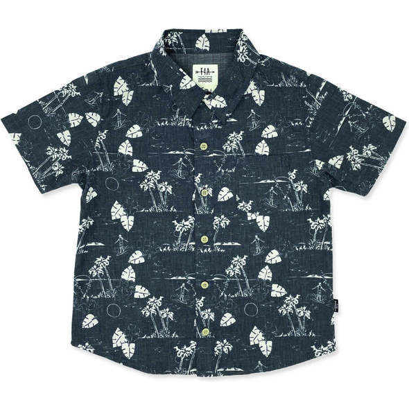 Islander Button Down, Black And Khaki