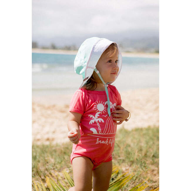 Beach Life One-Piece, Pink And White - Onesies - 2