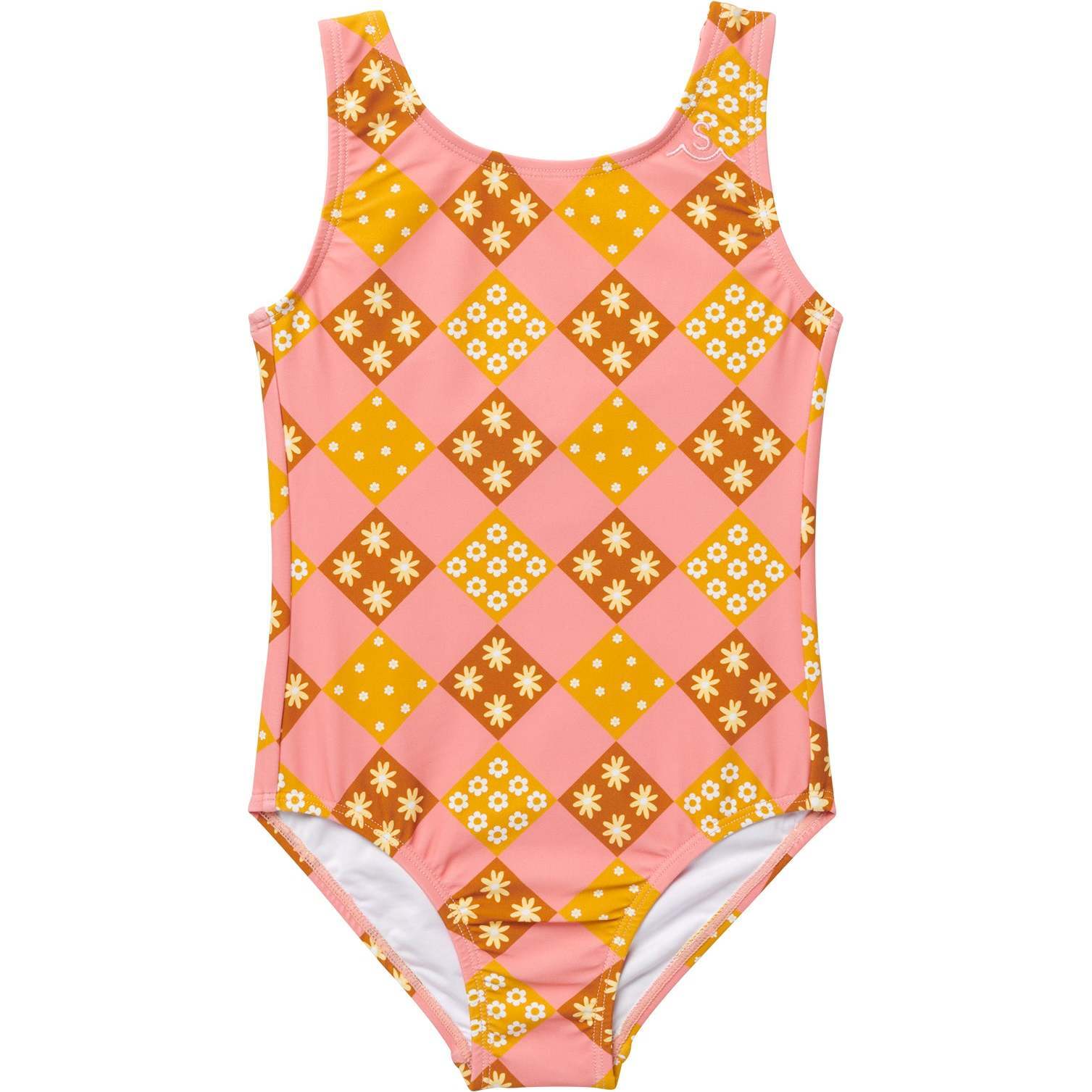 Vintage Patchwork Swimsuit, Coral - One Pieces - 1
