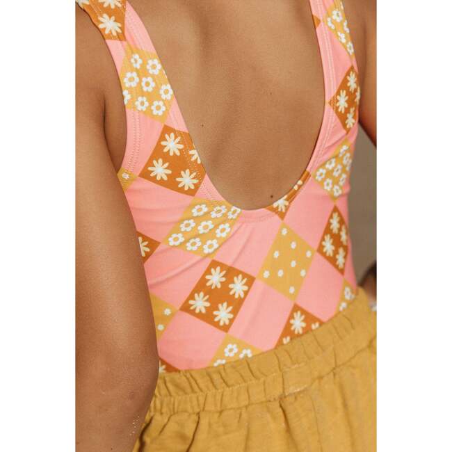 Vintage Patchwork Swimsuit, Coral - One Pieces - 2