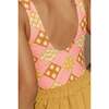 Vintage Patchwork Swimsuit, Coral - One Pieces - 2