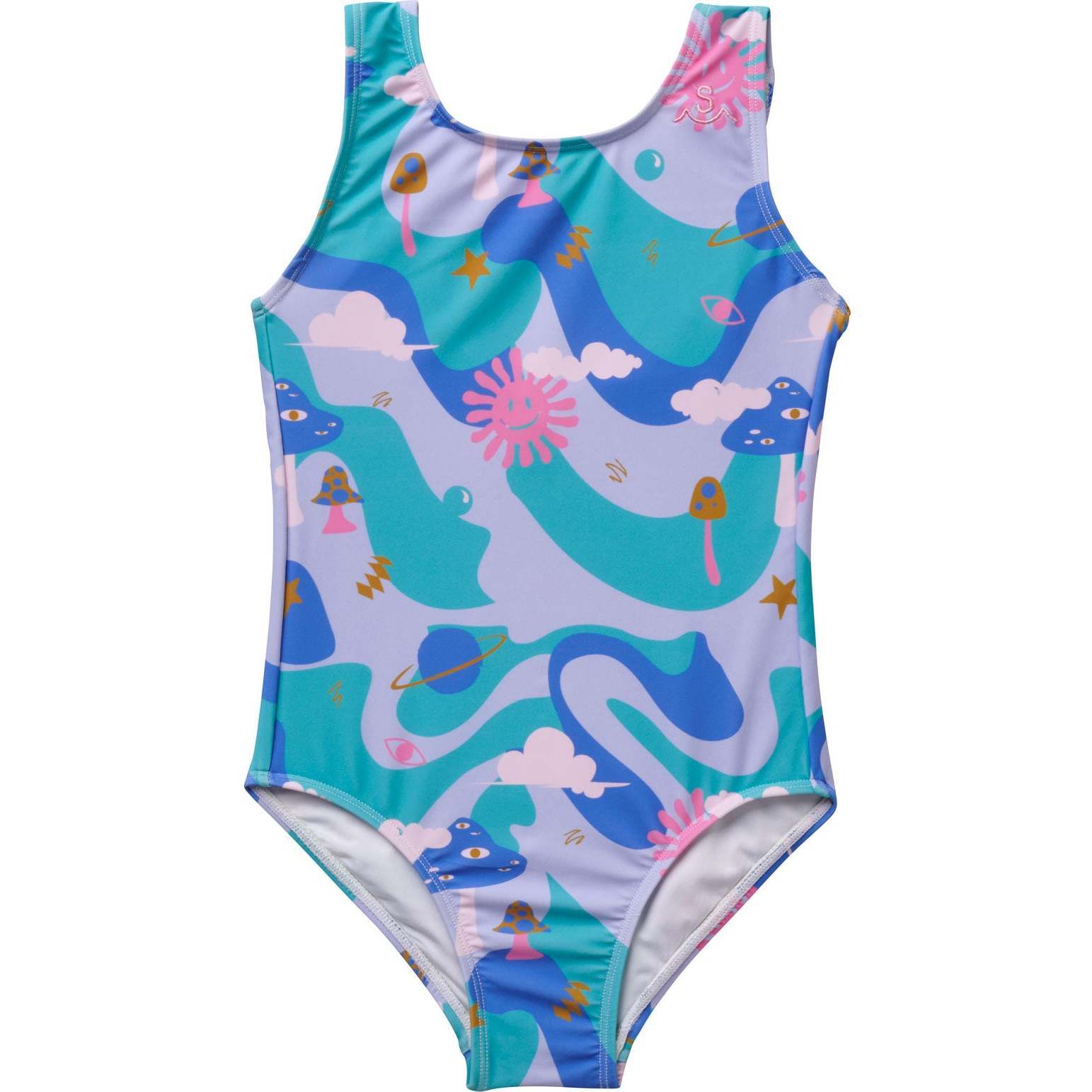 Sunshine Scoop Neck Swirly Space Swimsuit, Tahiti - One Pieces - 1