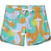 Sunshine Vintage-Inspired Swirly Space Boardshorts, Honey - Swim Trunks - 1 - thumbnail