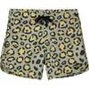 Calico Crab Earth Tone Cheetah Print Boardshorts, Lemon - Swim Trunks - 1 - thumbnail