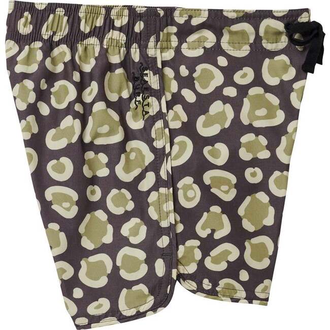 Calico Crab Earth Tone Cheetah Print Boardshorts, Charcoal - Swim Trunks - 2