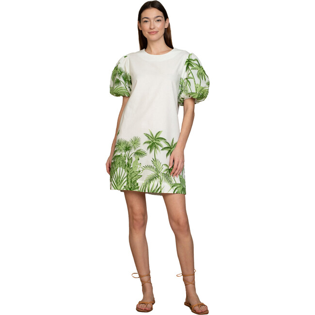 Women's Louisa Jungle Agave Dress, White And Green - Dresses - 1