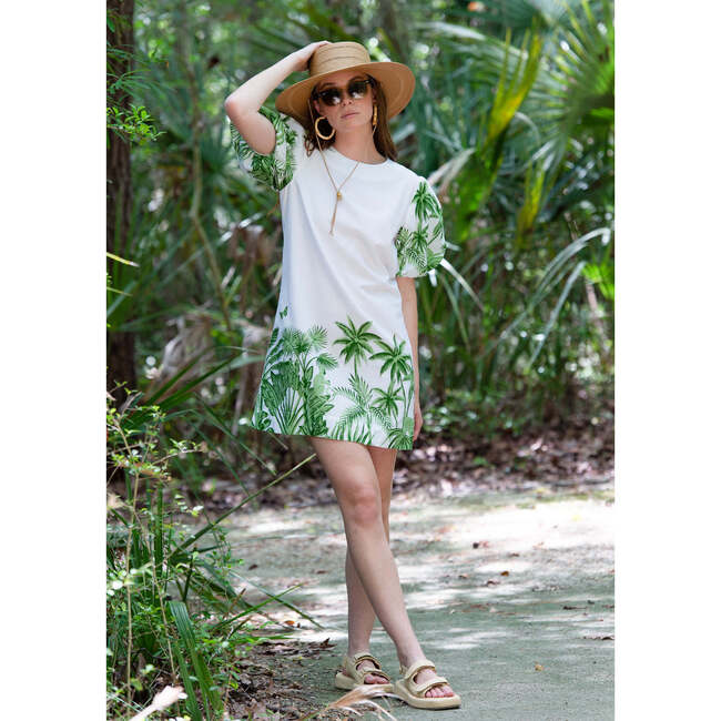 Women's Louisa Jungle Agave Dress, White And Green - Dresses - 3