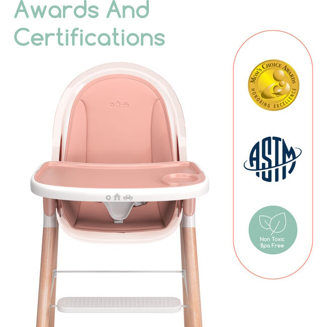 6 in 1 Deluxe High Chair with Cushion, Pink - Highchairs - 4