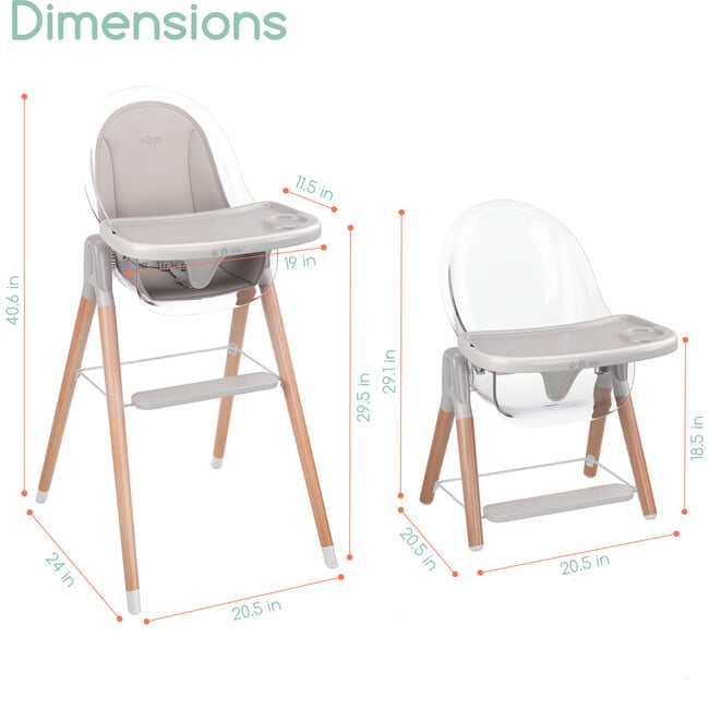 6 in 1 Deluxe High Chair with Cushion, Grey - Highchairs - 6