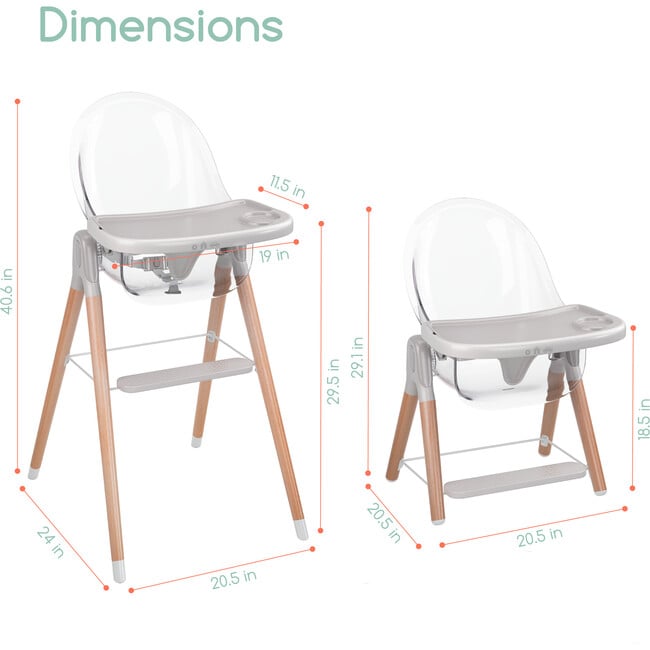 6 in 1 Deluxe High Chair, Grey - Highchairs - 6