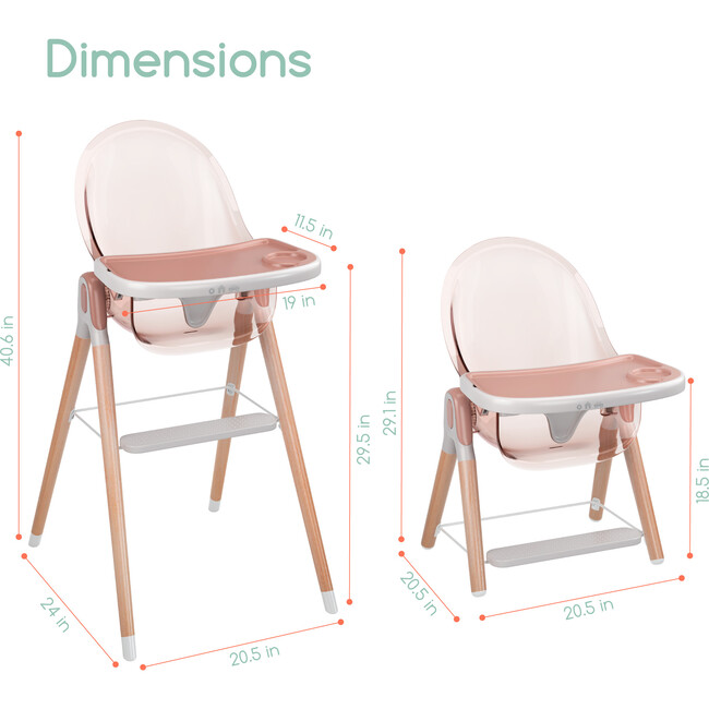 6 in 1 Deluxe High Chair, Pink - Highchairs - 6