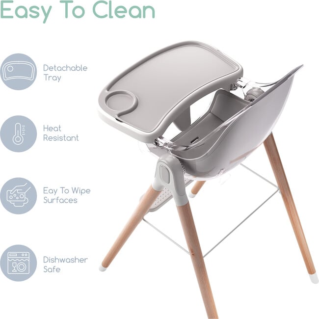 6 in 1 Deluxe High Chair with Cushion, Grey - Highchairs - 7