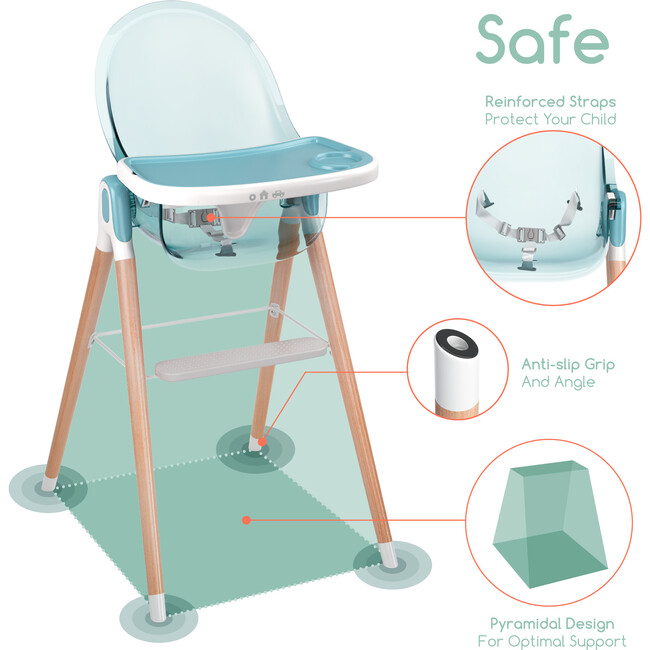 6 in 1 Deluxe High Chair, Blue - Highchairs - 8