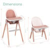 6 in 1 Deluxe High Chair with Cushion, Pink - Highchairs - 6