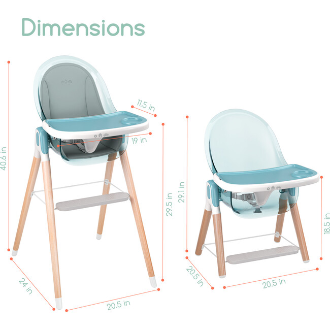 6 in 1 Deluxe High Chair with Cushion, Blue - Highchairs - 6