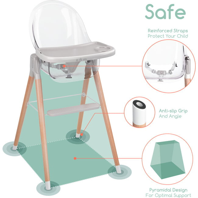 6 in 1 Deluxe High Chair, Grey - Highchairs - 10