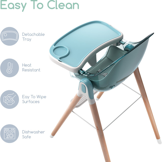 6 in 1 Deluxe High Chair with Cushion, Blue - Highchairs - 7