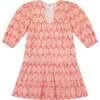 Women's Veronique Dal Block Print Dress, Coral - Dresses - 1 - thumbnail