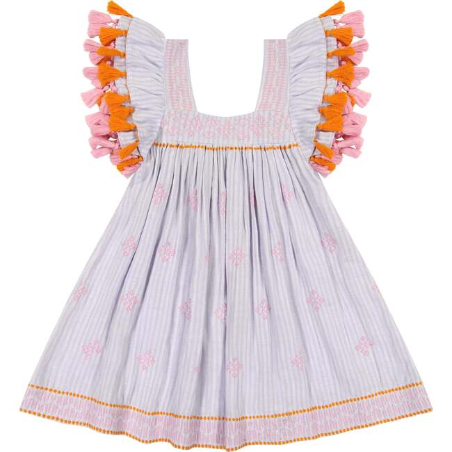 Serena Tassel Dress, Lavendar Stripe