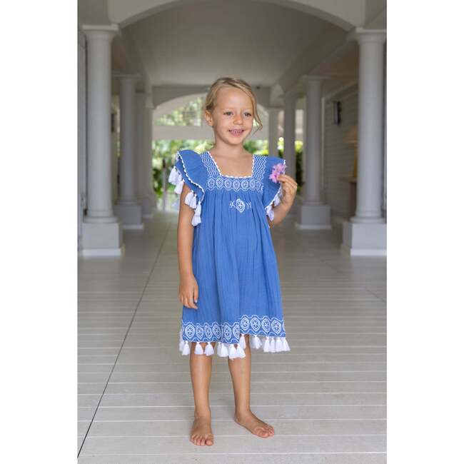 Serena Tassel Twirl Dress, Aegean Blue - Dresses - 2