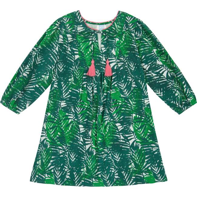 Isabelle Palm Pop-Over Dress, Emerald