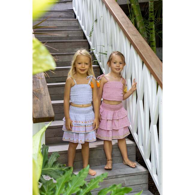 Louisa Smocked Stripe Top And Skirt Set, Lavender - Mixed Apparel Set - 2