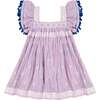 Serena Pom Pom Stripe Dress, Pink And Blue - Dresses - 1 - thumbnail