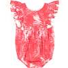 Anna Flutter Sleeve Palm Romper, Pink - Onesies - 1 - thumbnail