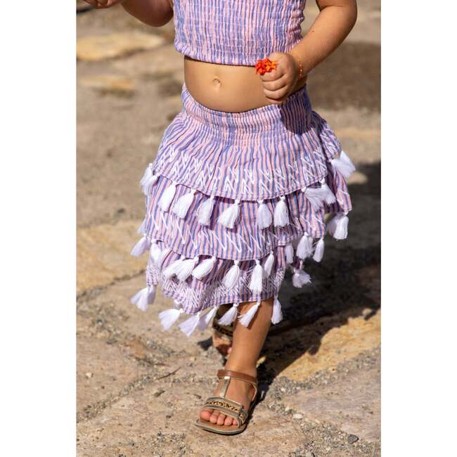 Louisa Smocked Stripe Top And Skirt Set, Pink And Blue - Mixed Apparel Set - 4