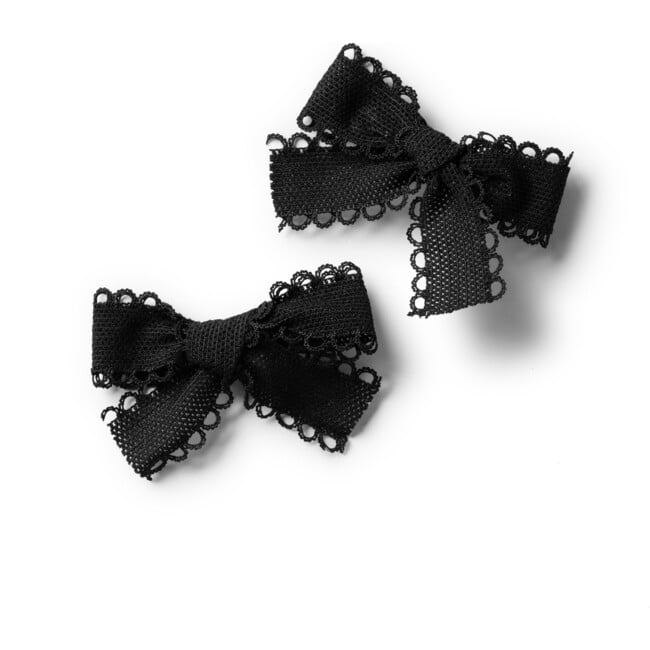 Sweets Lace Double Bow Clip Set, Black