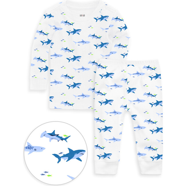 The Organic Long Sleeve Pajama Set, Sharks