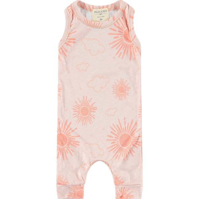 Whimzzz Sun Burst Slub Rib Tank Romper, Orange - Rompers - 1